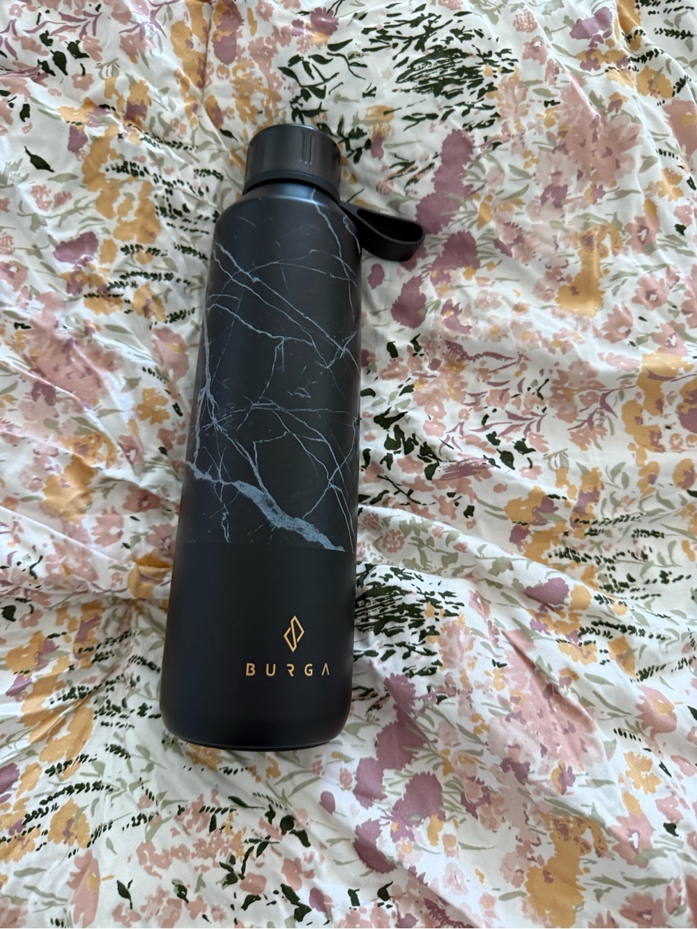 Black Marble Insulated Water Bottle